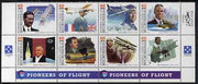 Micronesia 1996 Pioneers of Flight (8th series) perf set of 8 in se-tenant block unmounted mint, SG 514a