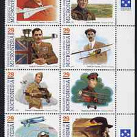 Micronesia 1993 Pioneers of Flight (1st series) perf set of 8 in se-tenant block unmounted mint, SG 267a