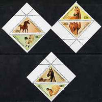 Benin 1997 Horses Triangular complete set of 6 values unmounted mint, SG 1624-29