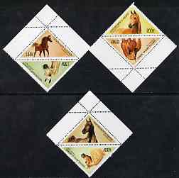 Benin 1997 Horses Triangular complete set of 6 values unmounted mint, SG 1624-29