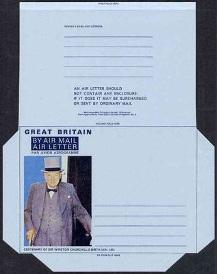 Great Britain 1974 Birth Centenary of Sir Winston Churchill Airletter form inscribed 'GREAT BRITAIN', folded on 'fold lines' otherwise pristine unmounted mint