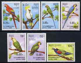 Kampuchea 1989 Parrots perf set of 7 unmounted mint, SG 969-75