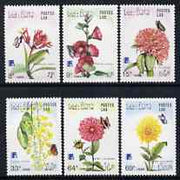 Laos 1988 Finlandia '88 Stamp Exhibition - Flowers perf set of 6 unmounted mint, SG 1078-83