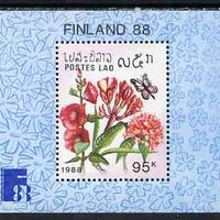 Laos 1988 Finlandia '88 Stamp Exhibition - Flowers perf m/sheet unmounted mint, SG MS1084