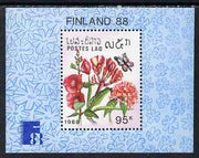 Laos 1988 Finlandia '88 Stamp Exhibition - Flowers perf m/sheet unmounted mint, SG MS1084