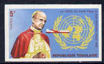 Togo 1966 Pope Paul & Boeing 707 5c from Visit to UN set, imperf from limited printing unmounted mint, as SG 445