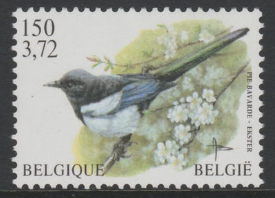 Belgium 2000-01 Birds #4 Magpie 150f/3.72 Euro dual currency unmounted mint, SG 3548