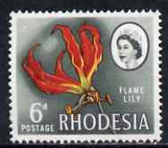 Rhodesia 1966-69 Flame Lily 6d (litho printing) unmounted mint, SG 401