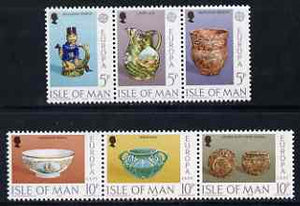 Isle of Man 1976 Europa - Ceramic Art perf set of 6 (2 strips of 3) unmounted mint, SG 84-89