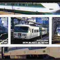 Benin 2003 Modern Electric Trains imperf sheetlet containing 3 values unmounted mint