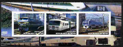 Benin 2003 Modern Electric Trains imperf sheetlet containing 3 values unmounted mint