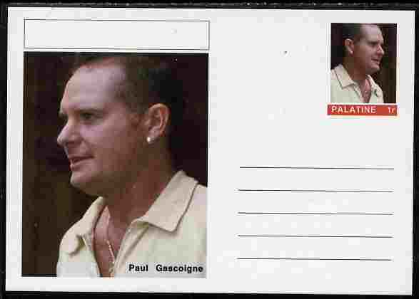 Palatine (Fantasy) Personalities - Paul Gascoigne (football) postal stationery card unused and fine