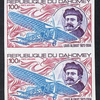 Dahomey 1972 Louis Blériot Centenary 100f in unmounted mint imperf pair (as SG 471)