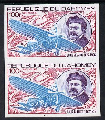 Dahomey 1972 Louis Blériot Centenary 100f in unmounted mint imperf pair (as SG 471)