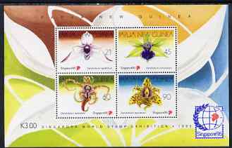 Papua New Guinea 1995 Singapore'95 Stamp Exhibition - Orchids perf m/sheet containing 4 values unmounted mint, SG MS 769