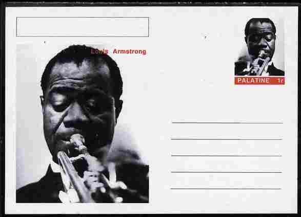 Palatine (Fantasy) Personalities - Louis Armstrong postal stationery card unused and fine