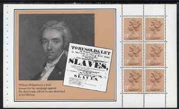 Great Britain 1984 William Wilberforce booklet pane (ex Christian Heritage Prestige booklet) showing Slavery notice and pane of 6 x 13p stamps
