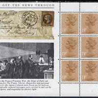 Great Britain 1985 Projection booklet pane (ex Story of the Times Prestige booklet) showing Ballon Mail, Projector and pane of 9 x 13p stamps