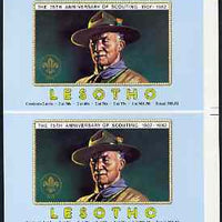 Booklet - Lesotho 1982 Baden Powell Scout Anniversary imperf booklet front cover proof pair (size 7" x 8")