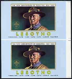 Booklet - Lesotho 1982 Baden Powell Scout Anniversary imperf booklet front cover proof pair (size 7" x 8")