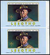 Lesotho 1982 Baden Powell Scout Anniversary imperf booklet front cover proof pair (size 7" x 8")