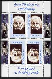 Angola 1999 Great People of the 20th Century - Albert Einstein (portrait) perf sheetlet of 4 (2 tete-beche pairs with the Bill Gates in margin) unmounted mint