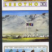 Lesotho 1982 75th Anniversary of Scouting 30s value in unmounted mint imperf gutter pair (SG 475)