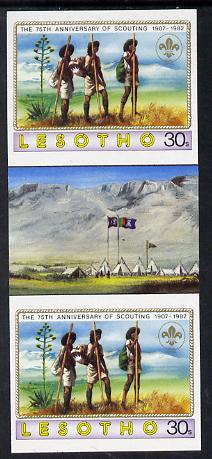 Lesotho 1982 75th Anniversary of Scouting 30s value in unmounted mint imperf gutter pair (SG 475)