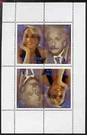 Kyrgyzstan 2000 Twentieth Century Icons - Princess Di & Einstein perf sheetlet of 4 (tete-beche se-tenant pair) unmounted mint