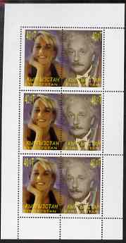 Kyrgyzstan 2000 Twentieth Century Icons - Princess Di & Einstein perf sheetlet containing 3 se-tenant pairs, unmounted mint