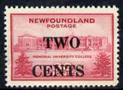 Newfoundland 1946 Surcharged Two Cents on 30c University College unmounted mint, SG 292