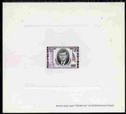 Guinea - Conakry 1964 Kennedy Memorial 100f imperf deluxe sheet in issued colours on sunken glazed card, some minor imperfections