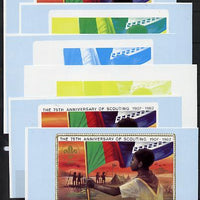 Booklet - Lesotho 1982 Scout with Flag booklet x 6 progressive proofs of back cover comprising various individual or combination composites incl completed design (both sides), very scarce