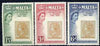 Malta 1960 Stamp Centenary perf set of 3 unmounted mint, SG 301-03