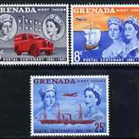 Grenada 1961 Stamp Centenary perf set of 3 unmounted mint, SG 208-10