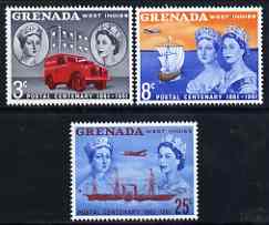 Grenada 1961 Stamp Centenary perf set of 3 unmounted mint, SG 208-10