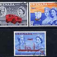 Grenada 1961 Stamp Centenary perf set of 3 very fine used, SG 208-10