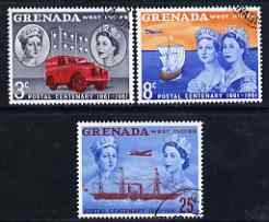 Grenada 1961 Stamp Centenary perf set of 3 very fine used, SG 208-10