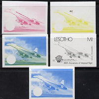 Lesotho 1983 Manned Flight 1m (Concorde) x 5 imperf progressive colour proofs comprising the 4 individual colours plus 2-colour composite (as SG 548)