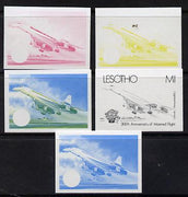 Lesotho 1983 Manned Flight 1m (Concorde) x 5 imperf progressive colour proofs comprising the 4 individual colours plus 2-colour composite (as SG 548)