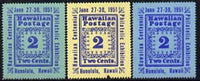 Cinderella - Hawaii 1951 Stamp Centenary Exhibition perf set of 3 labels unmounted mint