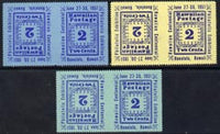 Cinderella - Hawaii 1951 Stamp Centenary Exhibition set of 3 labels each tete-beche imperf between, unmounted mint