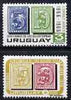 Uruguay 1967 Centenary of Numeral Stamps perf set of 2 unmounted mint, SG 1331-32