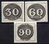 Brazil 1943 Stamp Centenary imperf set of 3 (Bull's Eye) unmounted mint, SG 680-82