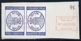 Finland 1956 Stamp Centenary & Exhibition tete-beche pair fine used, SG 560a