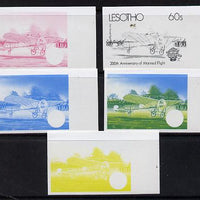 Lesotho 1983 Manned Flight 60s (First Airmail Flight) x 5 imperf progressive colour proofs comprising the 4 individual colours plus 2-colour composite (as SG 547) gutter pairs available price x 2