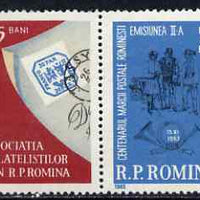 Rumania 1962 Stamp Day & Stamp Centenary se-tenant pair unmounted mint, SG 2983