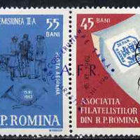 Rumania 1962 Stamp Day & Stamp Centenary se-tenant pair with special cancel, SG 2983