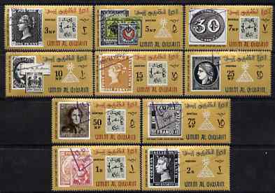 Umm Al Qiwain 1966 Stamp Centenary Exhibition (Stamp on Stamp) perf set of 10 cto used, Mi 55-64, SG 49-58