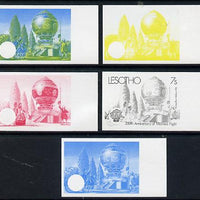 Lesotho 1983 Manned Flight 7s (Montgolfer Balloon) x 5 imperf progressive colour proofs comprising the 4 individual colours plus 2-colour composite (as SG 545) gutter pairs available price x 2